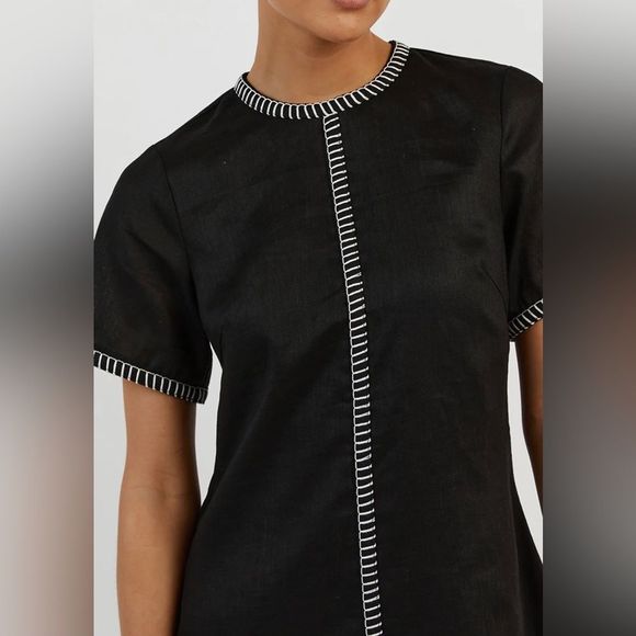 NWT DISSH Bella Black linen mini shift dress - Picture 1 of 10